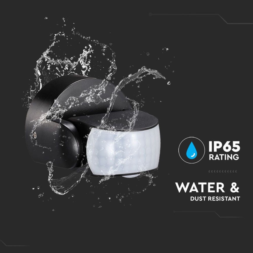 Sensor de movimiento exterior por infrarrojos 180/360° 600W/230V IP65 negro