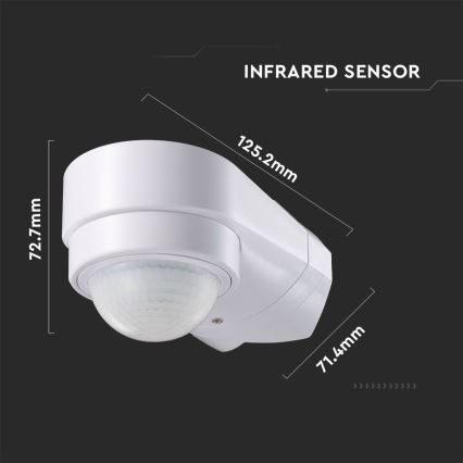 Sensor de movimiento exterior por infrarrojos 240° 600W/230V IP65 blanco