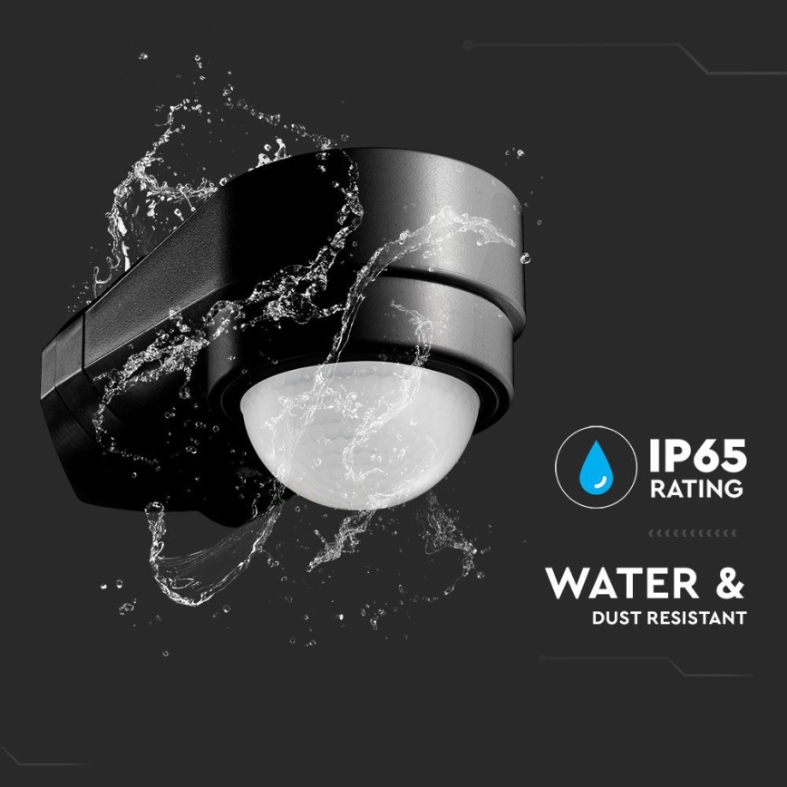 Sensor de movimiento exterior por infrarrojos 240° 600W/230V IP65 negro