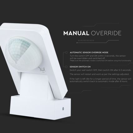 Sensor de movimiento exterior por infrarrojos 360° 1000W/230V IP65 blanco