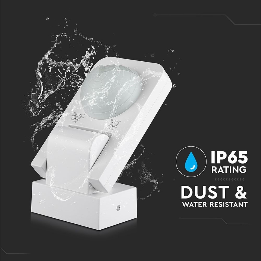 Sensor de movimiento exterior por infrarrojos 360° 1000W/230V IP65 blanco