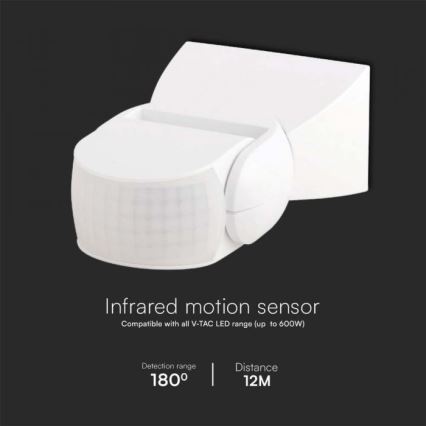 Sensor de movimiento infrarrojo exterior 180° 230V IP65 blanco