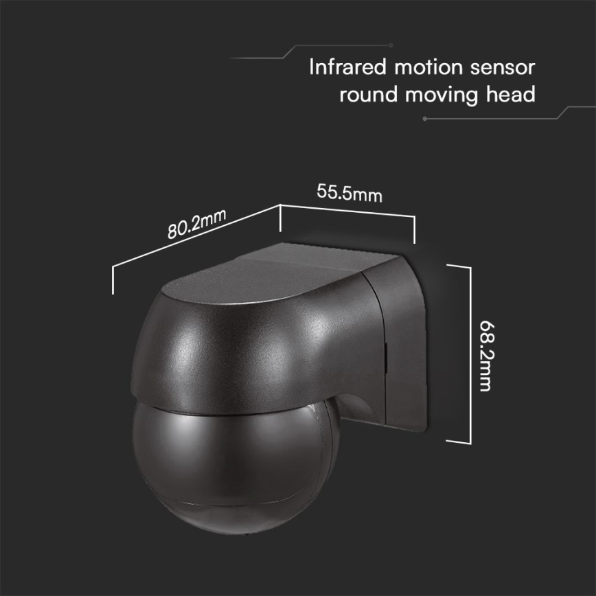 Sensor de movimiento PIR 180° 400W/230V IP44 negro