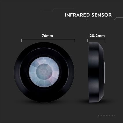Sensor de movimiento por infrarrojos 360° 200W/230V negro