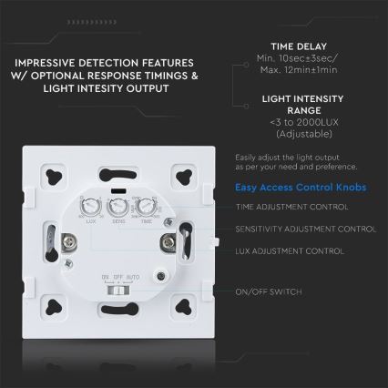 Sensor de movimiento por microondas 180° 300W/230V blanco
