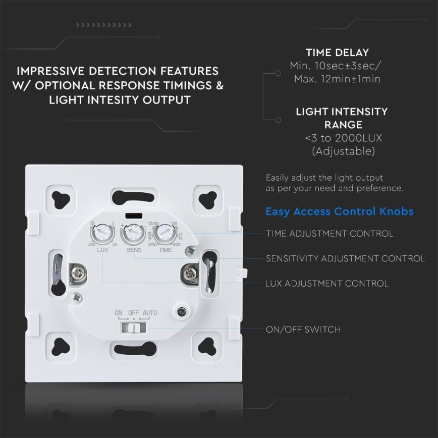 Sensor de movimiento por microondas 180° 300W/230V blanco