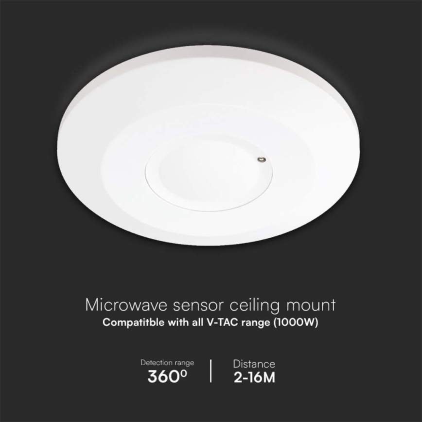 Sensor de movimiento por microondas 360° 230V blanco