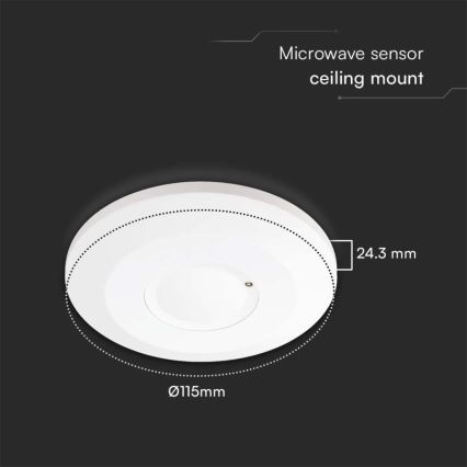 Sensor de movimiento por microondas 360° 230V blanco