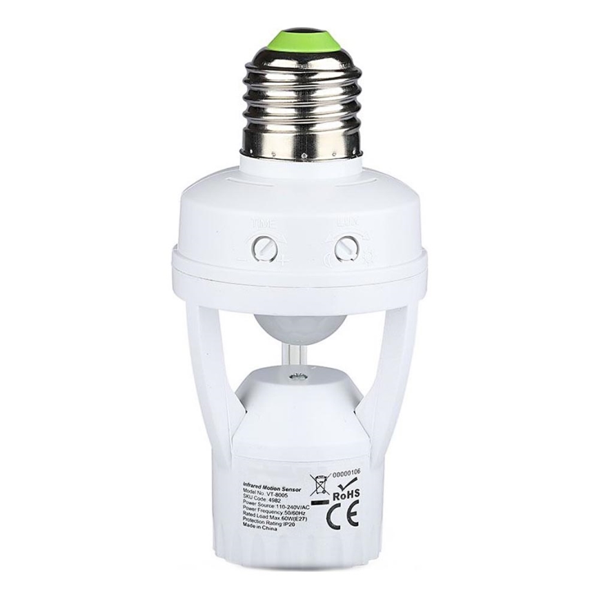 Sensor PIR para bombilla E27 blanco