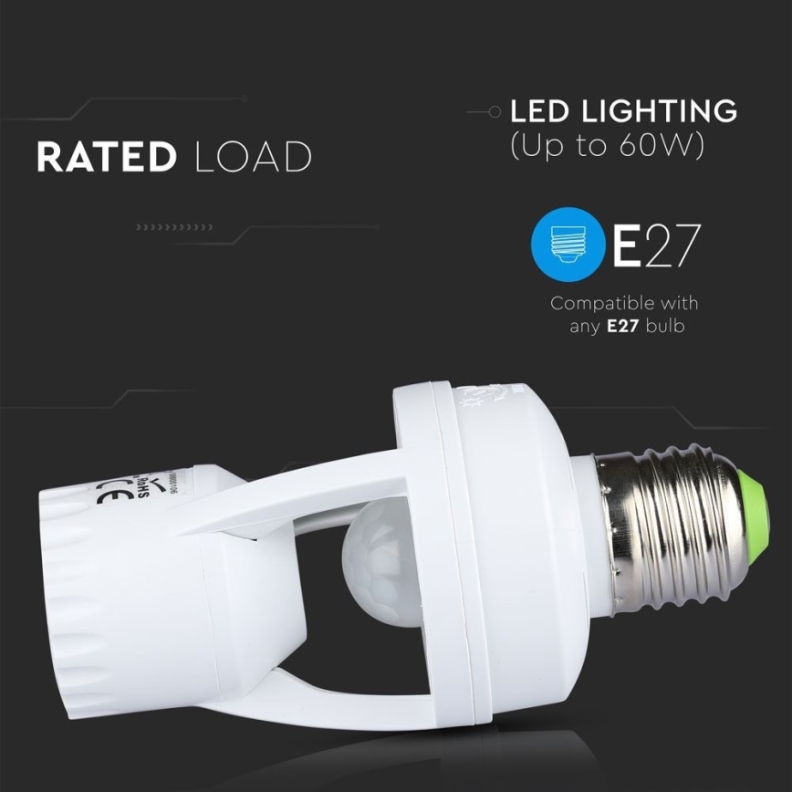 Sensor PIR para bombilla E27 blanco