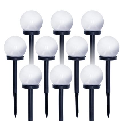 SET 10x Lámpara solar LED LED/0,12W/1,2V 6500K IP44 negro/blanco