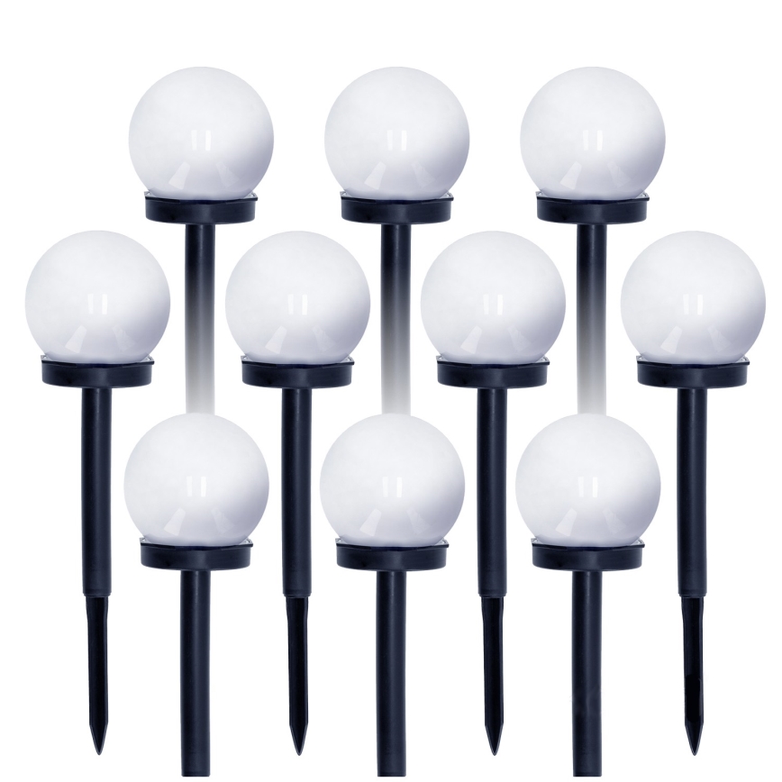 SET 10x Lámpara solar LED LED/0,12W/1,2V 6500K IP44 negro/blanco