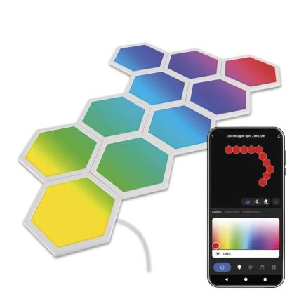 SET 10x RGBIC Panel regulable LED/1,9W/230V Wi-Fi Tuya