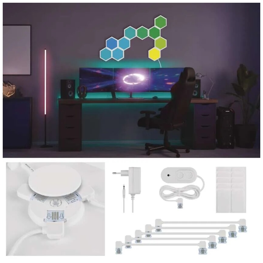 SET 10x RGBIC Panel regulable LED/1,9W/230V Wi-Fi Tuya