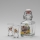 Set 1x botella de vidrio y 2x Vaso de chupito transparente con un motivo de jabalí
