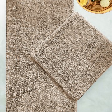 SET 2x Alfombra de baño 60/100 cm beige