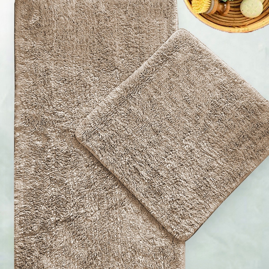 SET 2x Alfombra de baño 60/100 cm beige