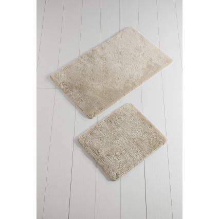 SET 2x Alfombra de baño 60/100 cm beige