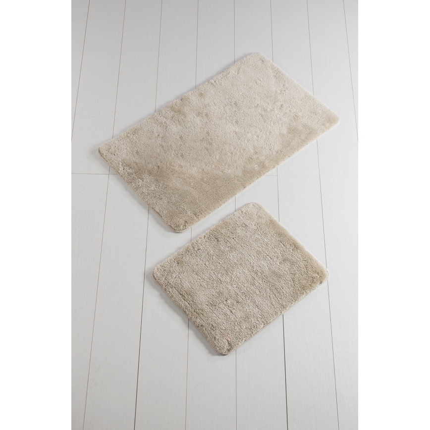 SET 2x Alfombra de baño 60/100 cm beige