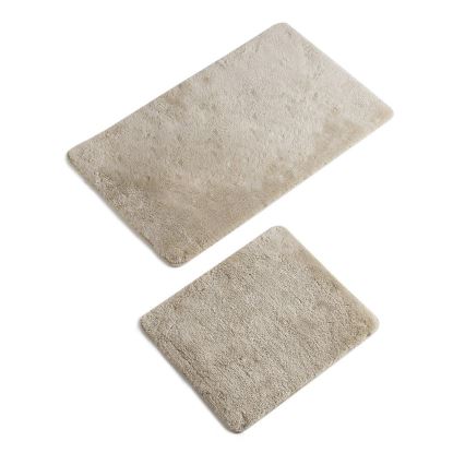 SET 2x Alfombra de baño 60/100 cm beige