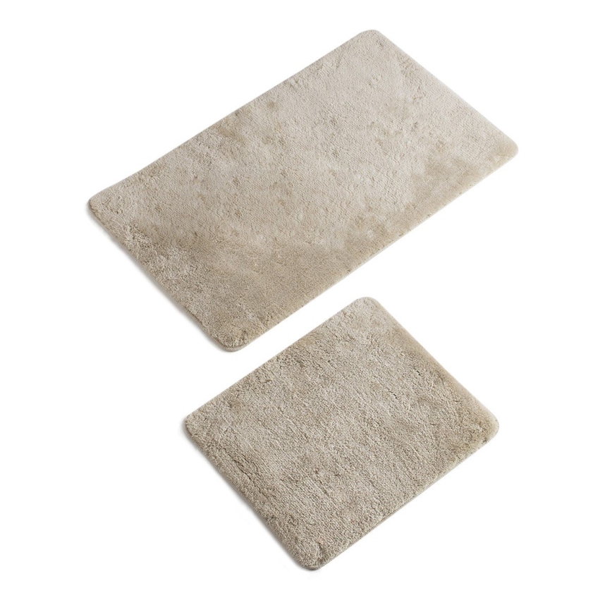 SET 2x Alfombra de baño 60/100 cm beige
