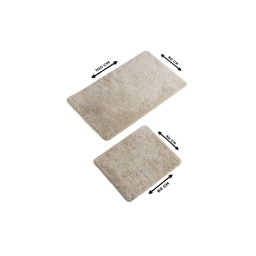 SET 2x Alfombra de baño 60/100 cm beige