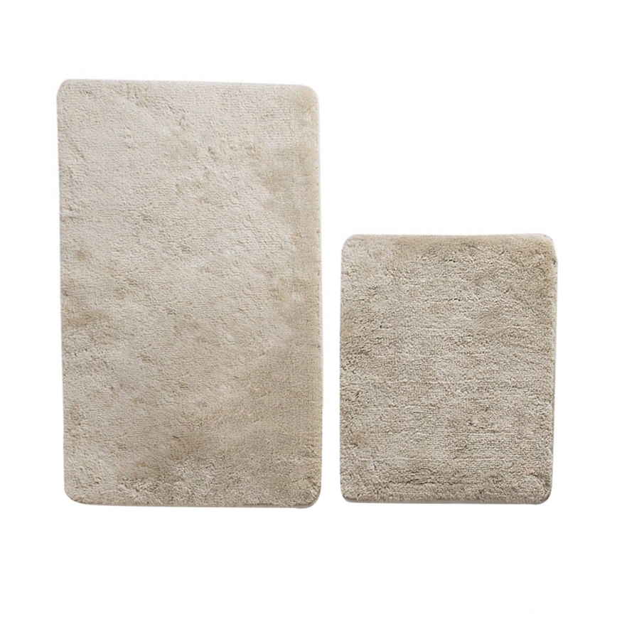 SET 2x Alfombra de baño 60/100 cm beige
