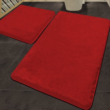 SET 2x Alfombra de baño 60/100 cm rojo
