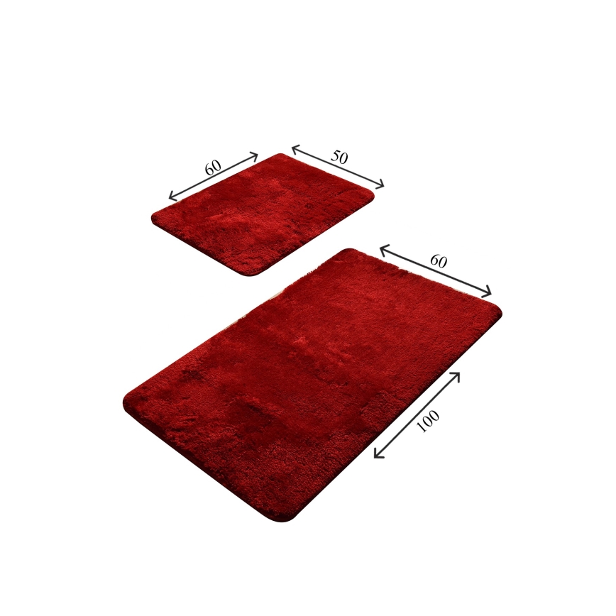 SET 2x Alfombra de baño 60/100 cm rojo