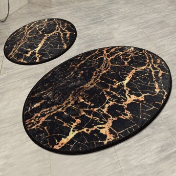 SET 2x Alfombra de baño GOLDES 60/100 cm negro/dorado