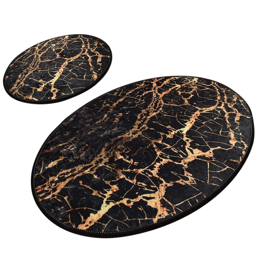 SET 2x Alfombra de baño GOLDES 60/100 cm negro/dorado