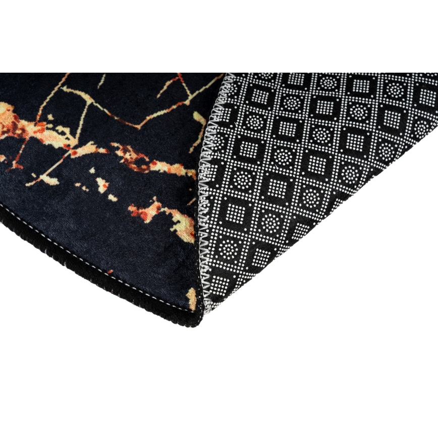 SET 2x Alfombra de baño GOLDES 60/100 cm negro/dorado
