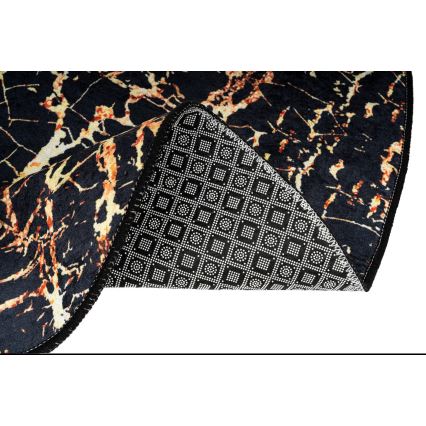 SET 2x Alfombra de baño GOLDES 60/100 cm negro/dorado