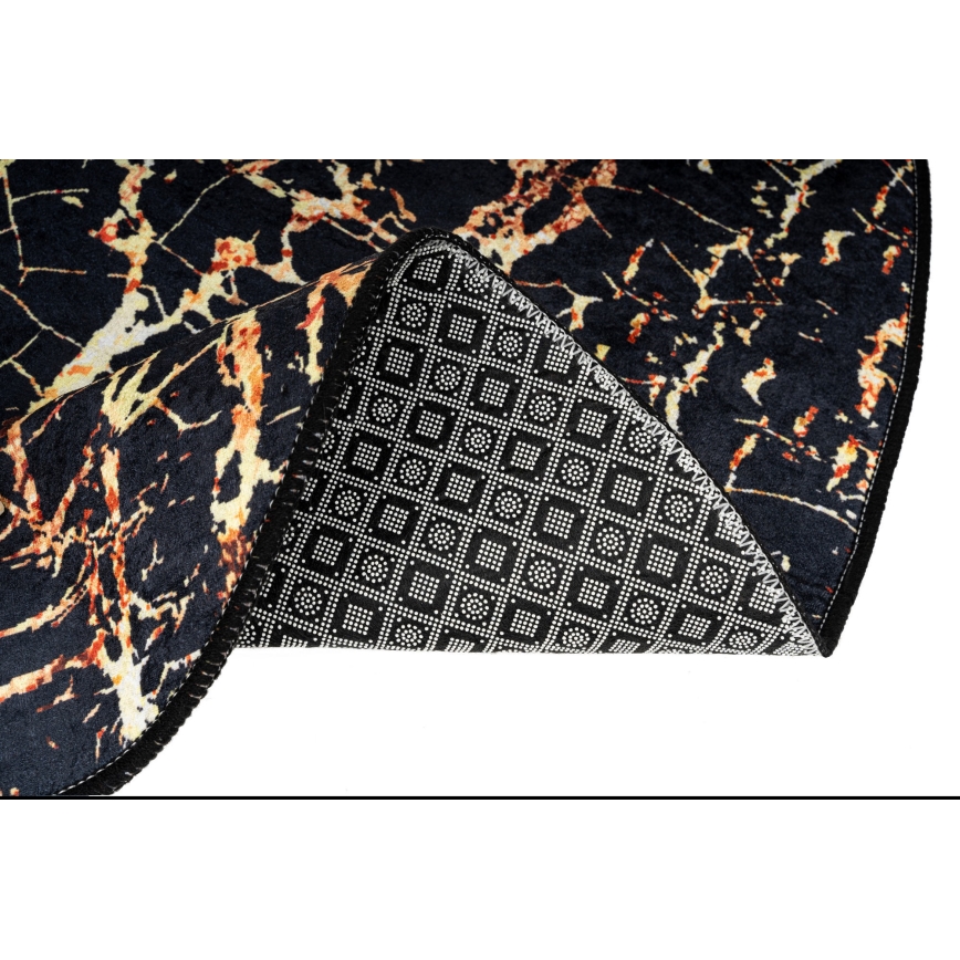 SET 2x Alfombra de baño GOLDES 60/100 cm negro/dorado