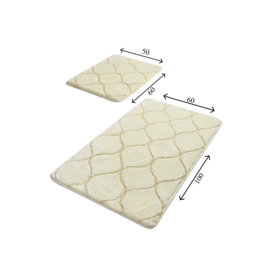 SET 2x Alfombra de baño INFINITY 60/100 cm beige