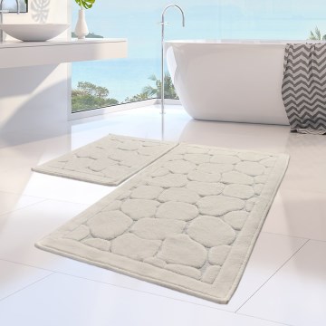 SET 2x Alfombra de baño LINO 60/100 cm beige
