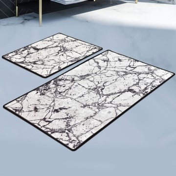 SET 2x Alfombra de baño MARBLE 60/100 cm blanco/negro