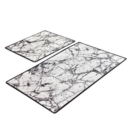 SET 2x Alfombra de baño MARBLE 60/100 cm blanco/negro