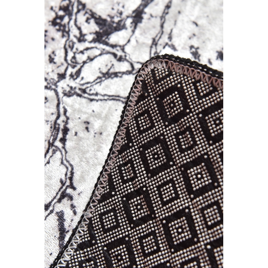 SET 2x Alfombra de baño MARBLE 60/100 cm blanco/negro