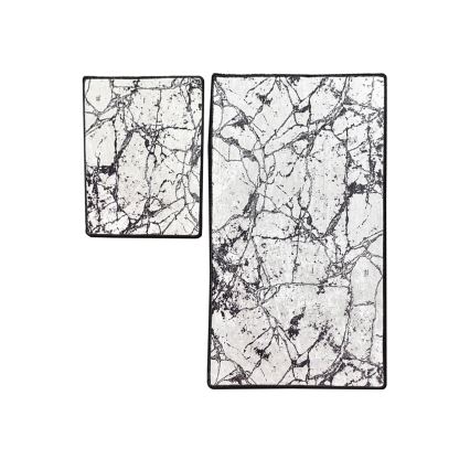 SET 2x Alfombra de baño MARBLE 60/100 cm blanco/negro