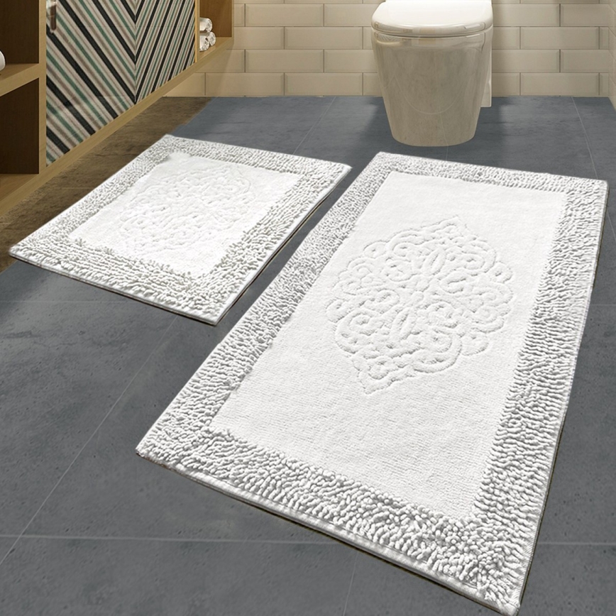 SET 2x Alfombra de baño PIANTE 60/100 cm blanco