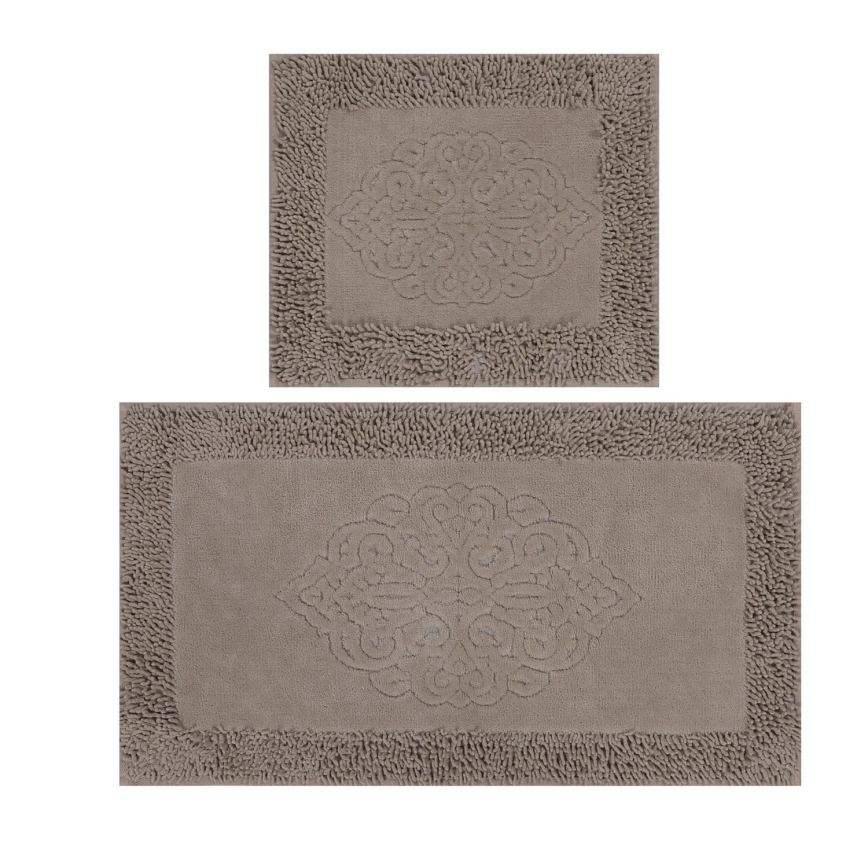 SET 2x Alfombra de baño PIANTE 60/100 cm marrón