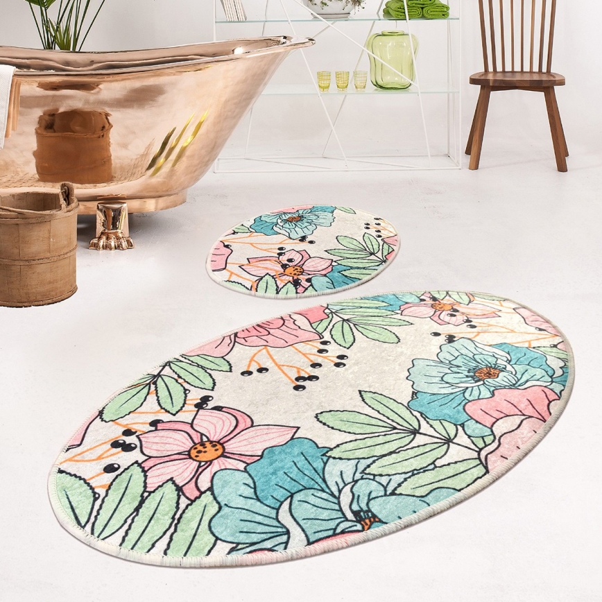 SET 2x Alfombra de baño SPRING 60/100 cm colorido