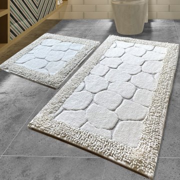 SET 2x Alfombra de baño STONE 60/100 cm blanco