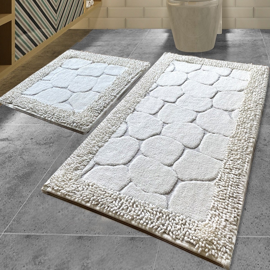 SET 2x Alfombra de baño STONE 60/100 cm blanco