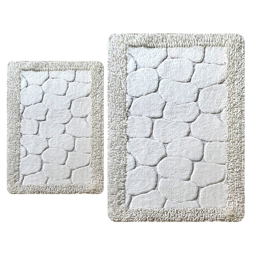 SET 2x Alfombra de baño STONE 60/100 cm blanco