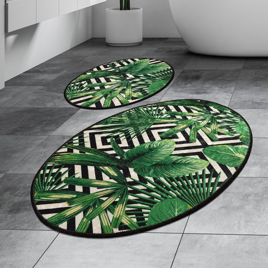 SET 2x Alfombra de baño TROPIC 60/100 cm Verde