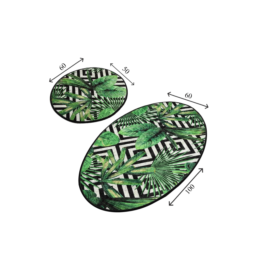 SET 2x Alfombra de baño TROPIC 60/100 cm Verde