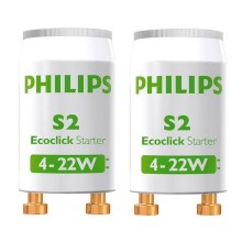 SET 2x Arrancador para bombillas fluorescentes Philips S2 4-22W