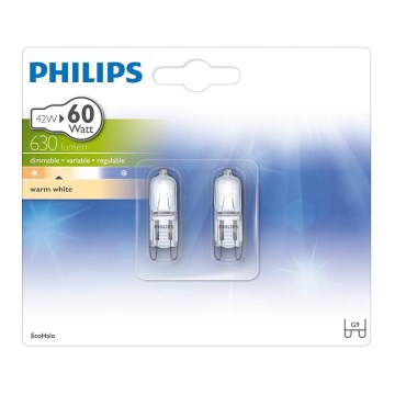 SET 2x Bombilla halógena Philips G9/42W/230V